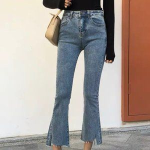 Stretch skinny denim flair jeans